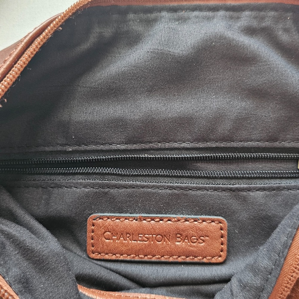 Charleston Brown Leather Bag W/ Cross Body Removable Strap - Picture 6 of 11